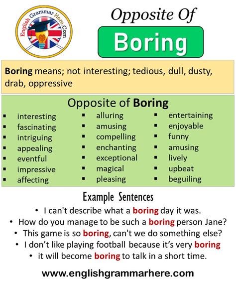 bore antonyms|descriptive words for boring.